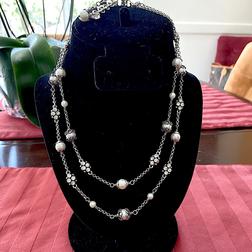 Brighton necklace. Silver tone with pearl accents.
